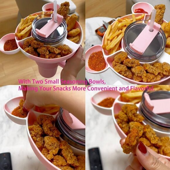 Snack Tray for Stanley 40oz Cup Silicone Tumbler Snack / PINK / NEW - Picture 4 of 4